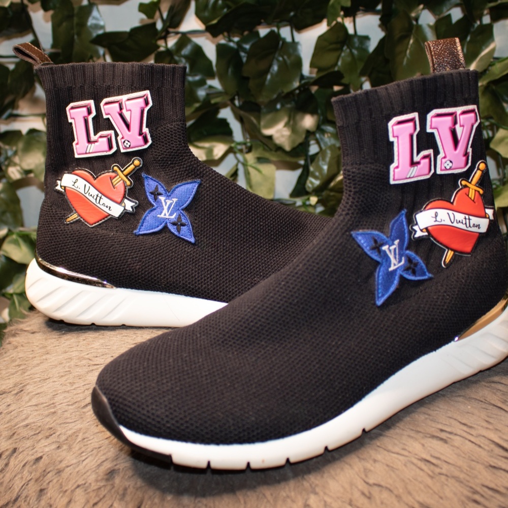 Louis Vuitton Black Heart Sock Sneaker Boots Size EU 39 US 9
